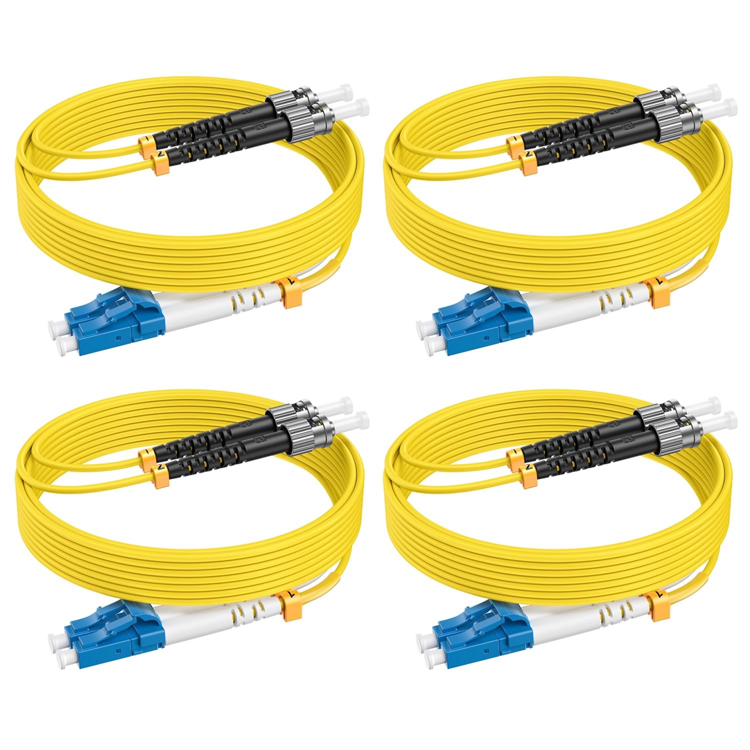 OS2 LC to ST Fiber Patch Cable 6ft 4Pack Single Mode Fiber Duplex 9/125