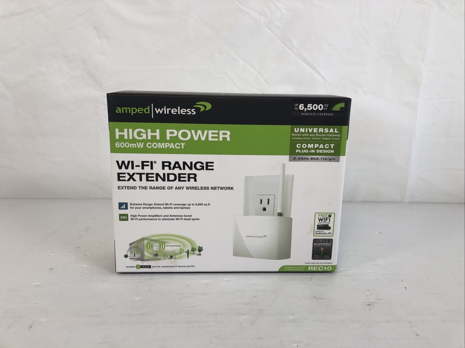 Amped Wireless High Power 600mW Compact Wi-Fi Range Extender Model REC10