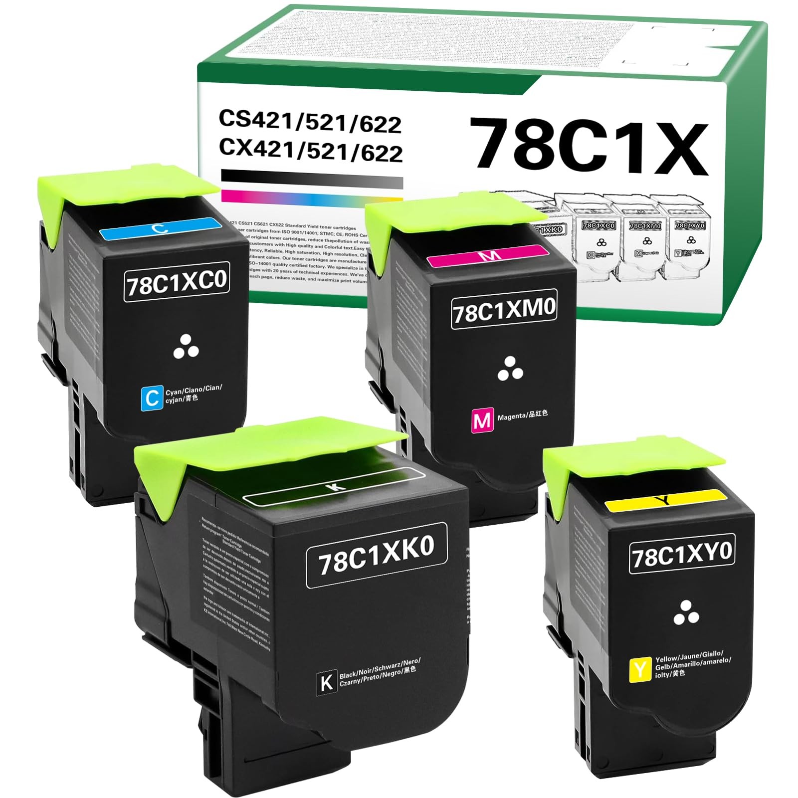 WYFYINK 78C1X CS421 CX522 CS521 Extra High Yield Toner Cartridge, 4Pack