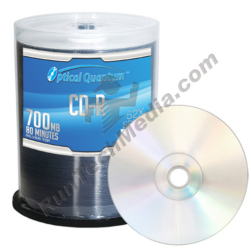 600 Optical Quantum 52x 80 min / 700 MB CD-R Shiny Silver Blank Discs OQCD52ST