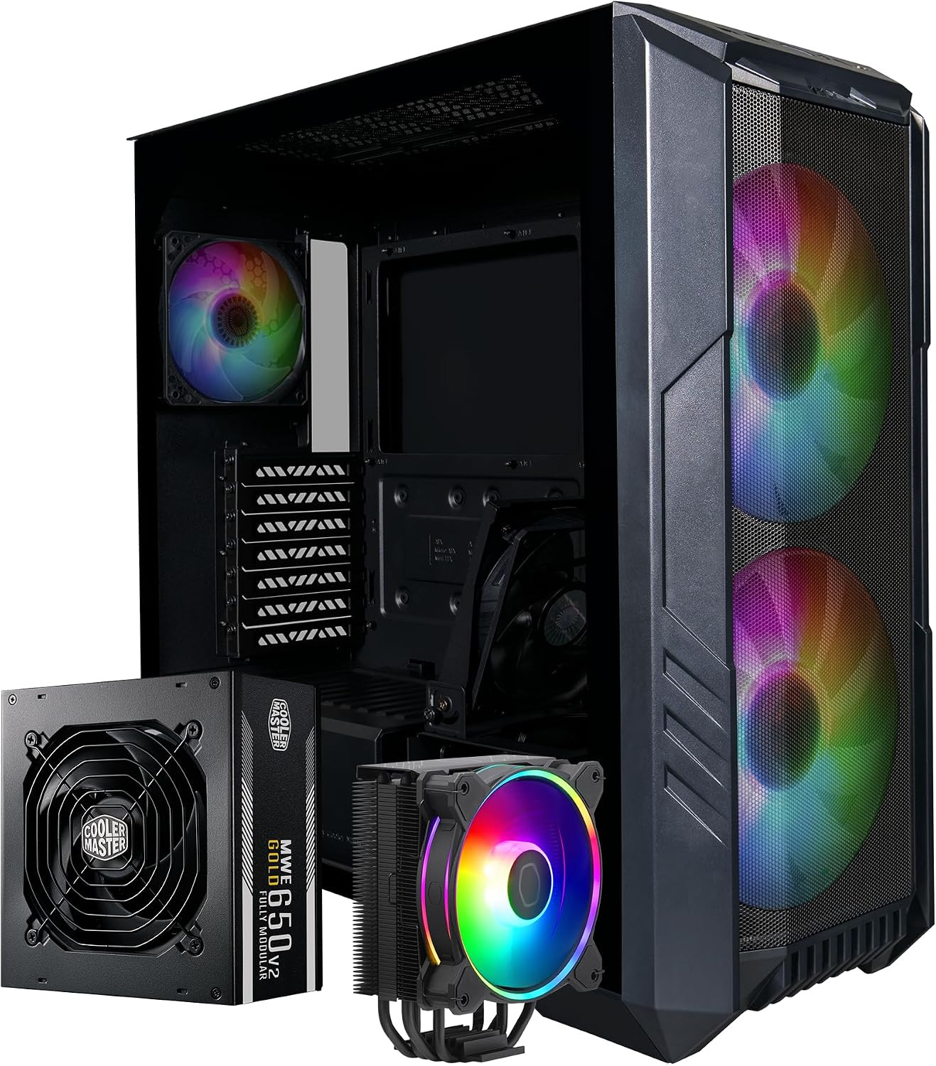 HAF 500 Pro Bundle – PC Case + PSU + CPU Cooler, High Airflow ATX Mid-Tower PC C