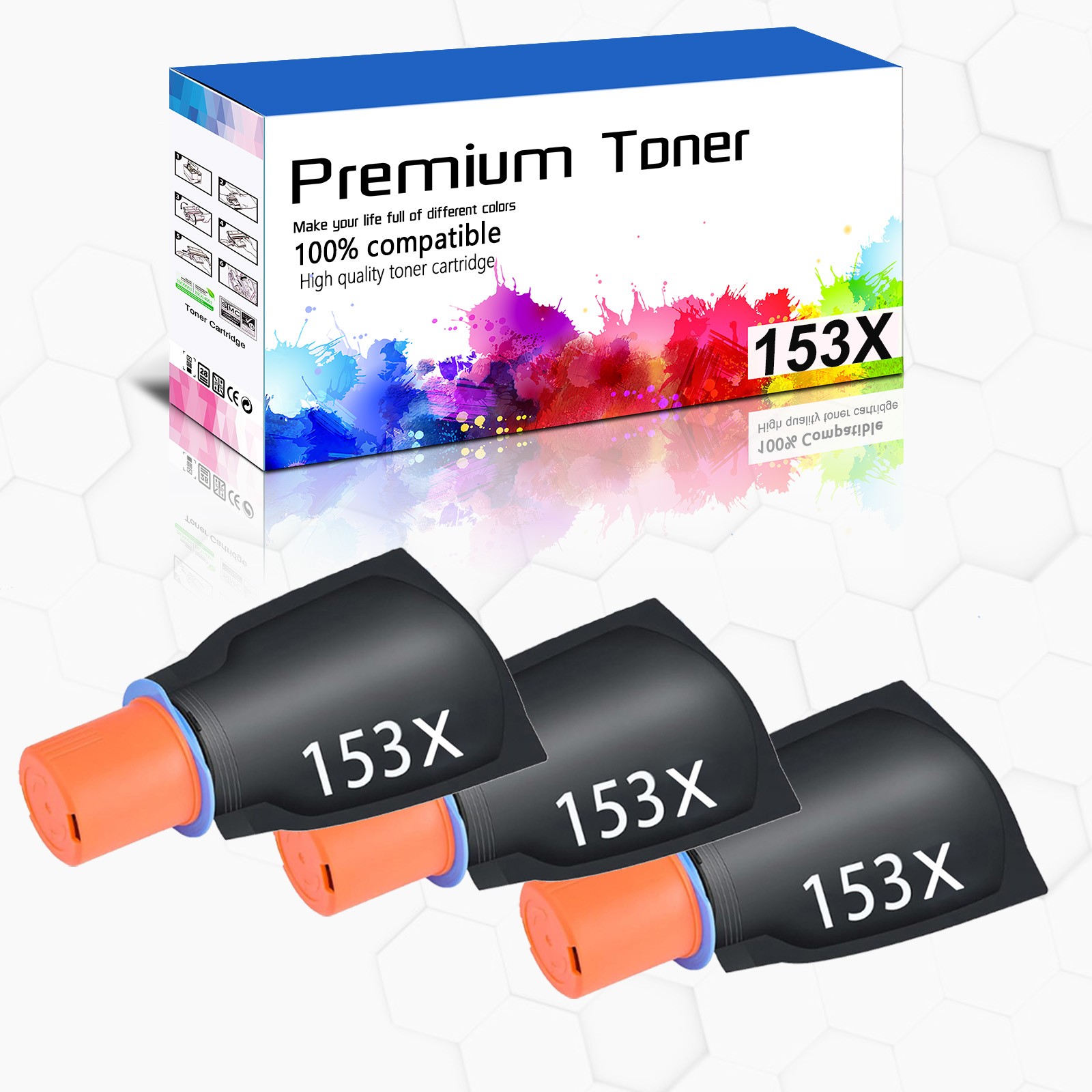 3PK W1530X Compatible HP 153X Black Toner Reload Kit For Laser Tank MFP 1604w