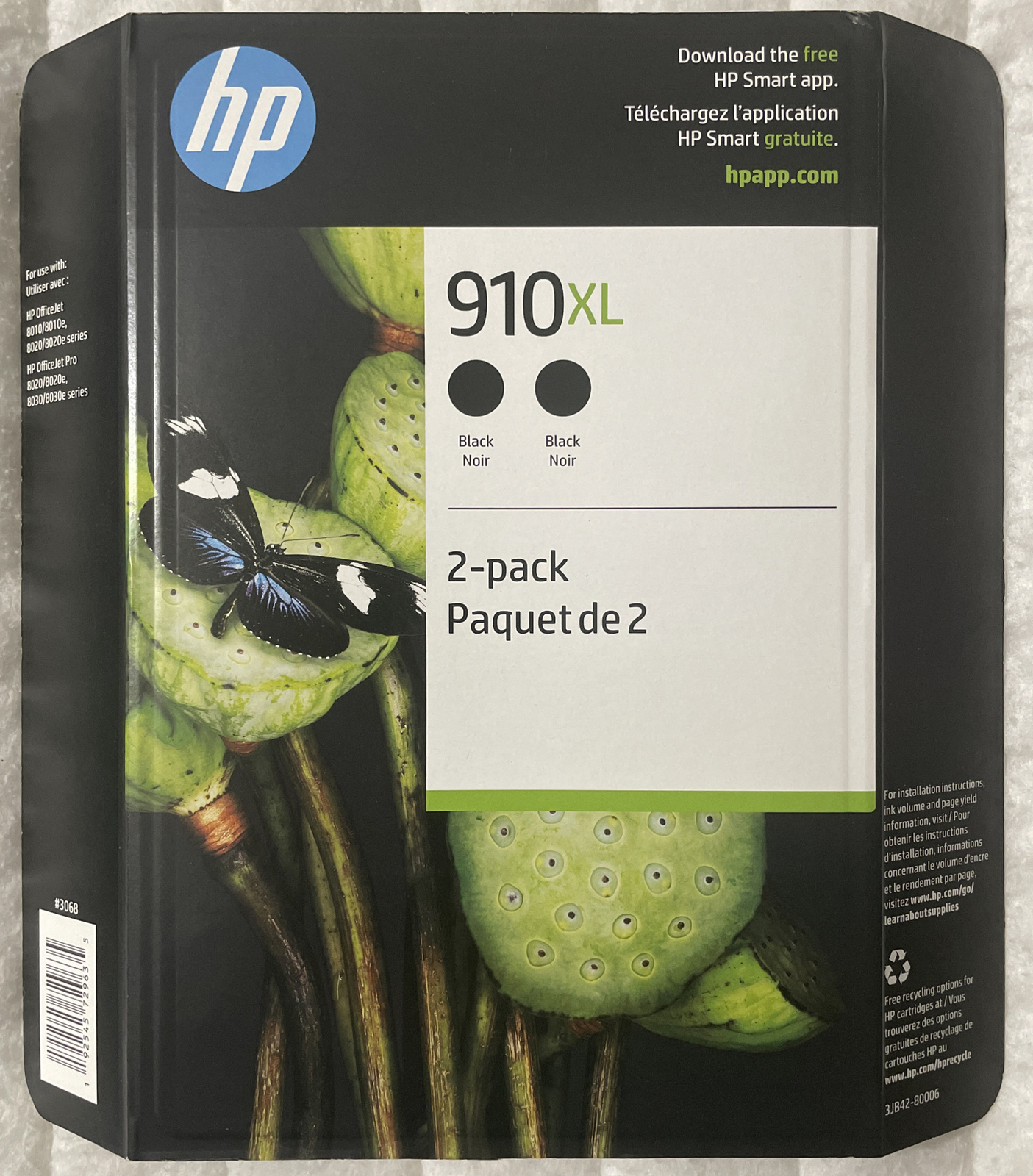HP 910XL Black High Yield Ink Cartridges 3JB42BN 2 x 3YL65AN Exp 2027 Retail Box