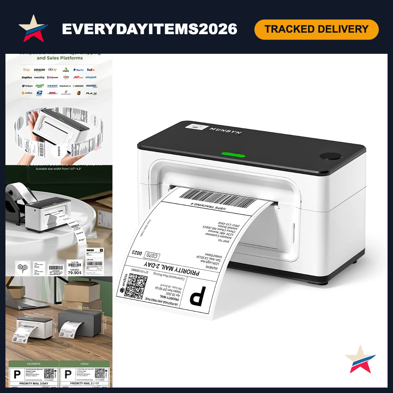 4x6 Bluetooth USB Thermal Label Printer for Shipping - Fast, Compact & Reliable