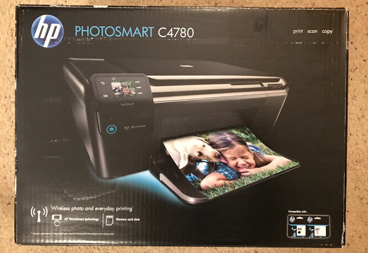 HP Photosmart C4780 All-in-One Print Inkjet Wireless Photo Printer Black “New”