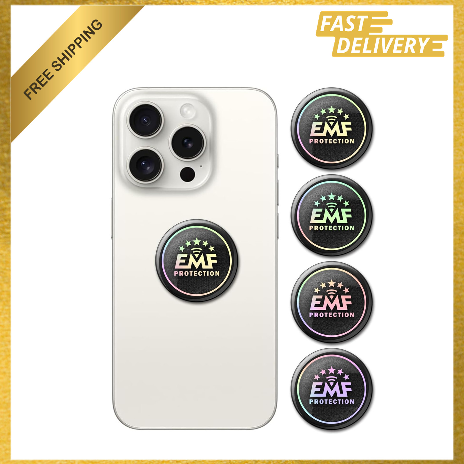 EMF Blocker Stickers for Cell Phones Laptops Tablets Electronics Pack of 4