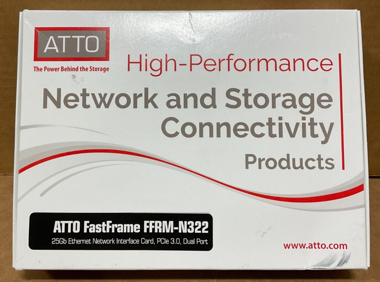 ATTO FastFrame N322 25 Gigabit PCI-E3x8 Ethernet Card FFRM-N322-DA0 ✅❤️️ NEW