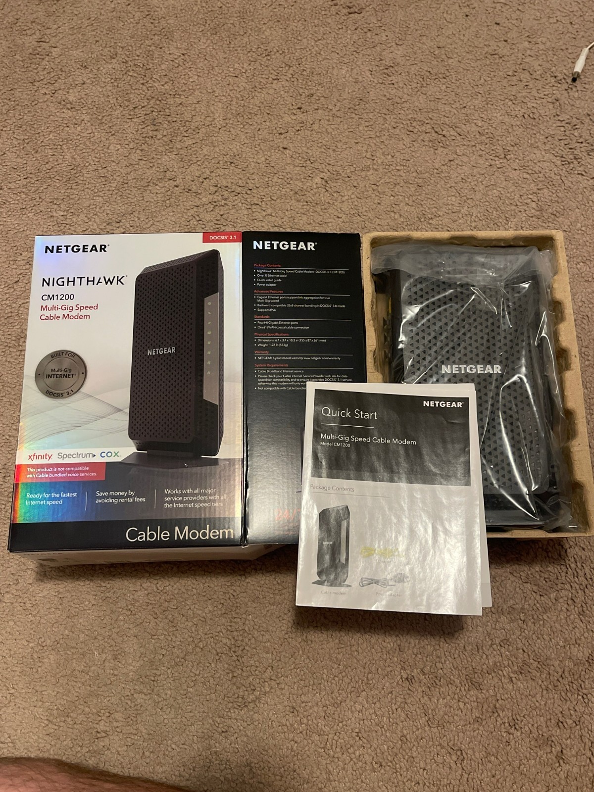 NETGEAR Nighthawk CM1200-100NAS DOCSIS 3.1 Cable Modem Black
