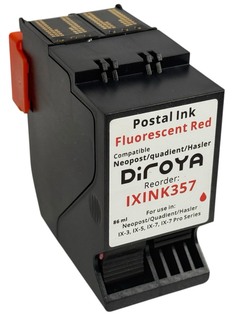 Diroya IXINK357 Standard Capacity Red Ink Cartridge for Neopost Quadient Hasler