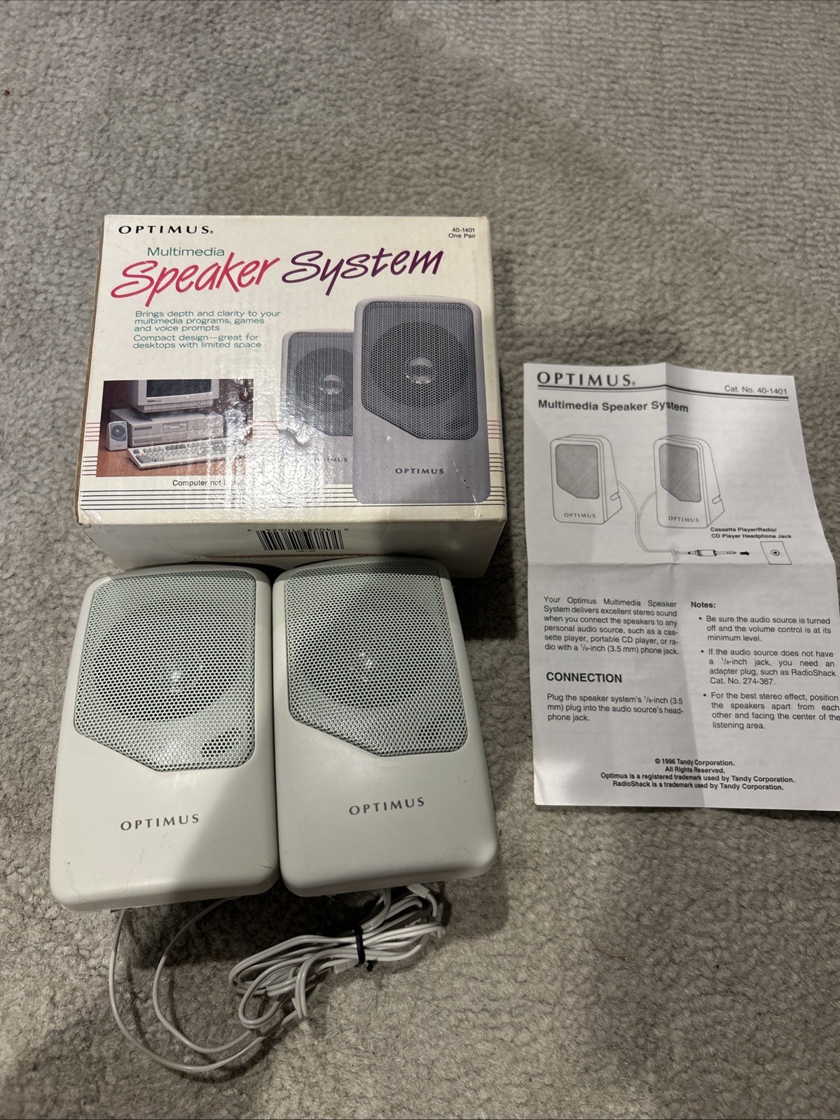 vintage Optimus Multi Media Mini Speaker System # 40-1401 Tandy Radio Shack