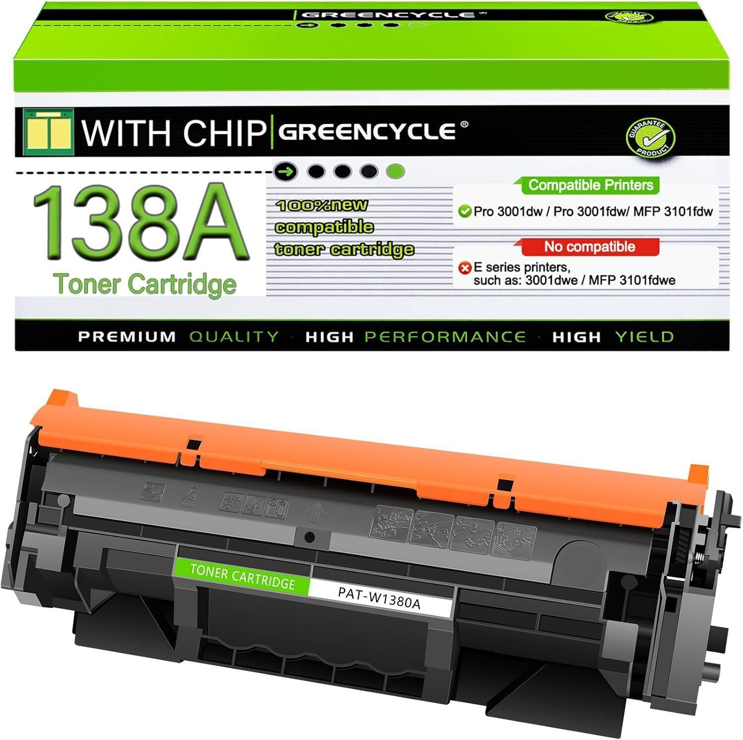 1PK W1380A Toner Cartridge For 138A HP LaserJet Pro 3001dw 3001fdw MFP 3101fdw