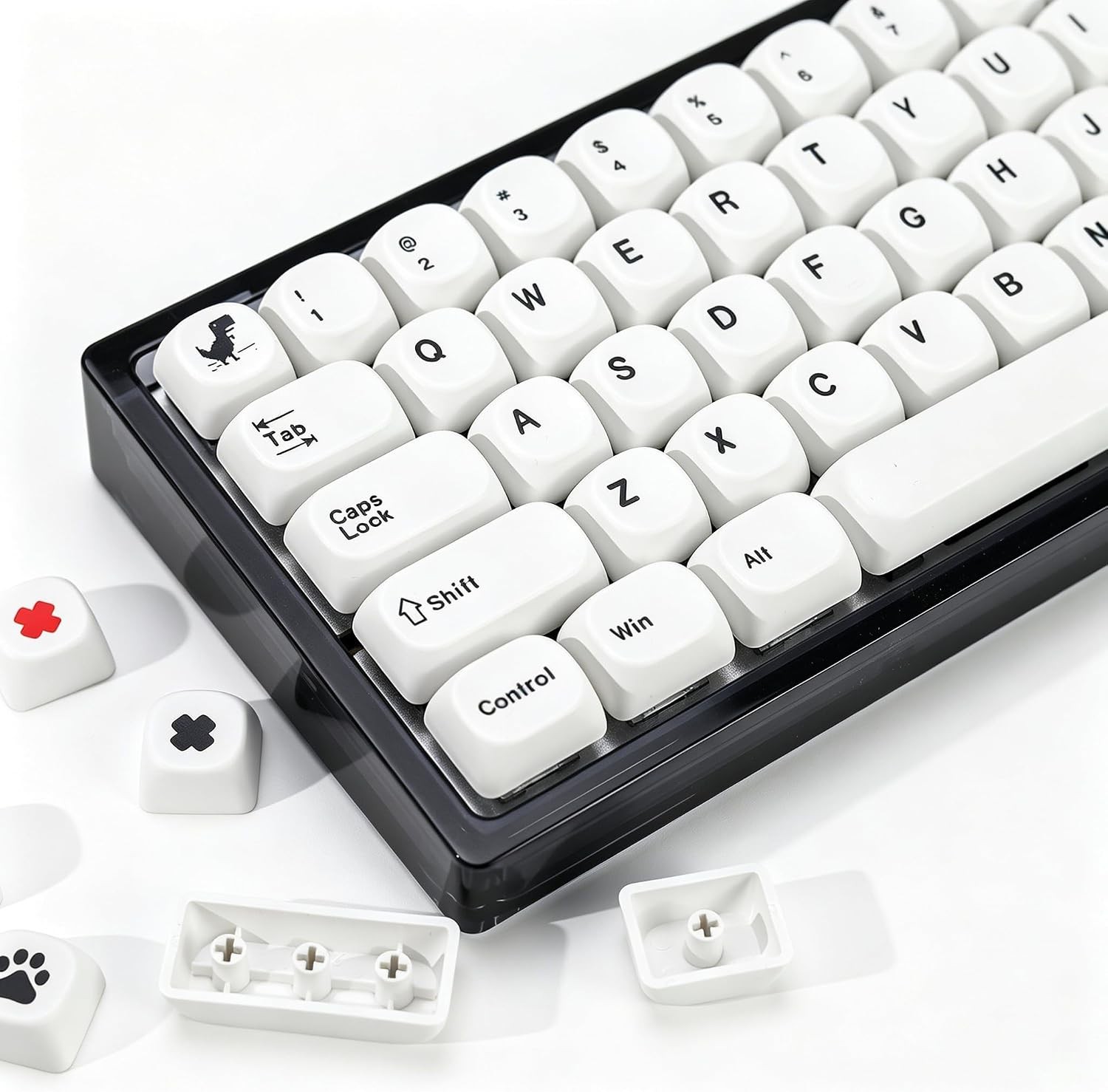 Minimal White KOA Profile Keycaps Set,135 Keys PBT Sublimation Custom Keycaps...