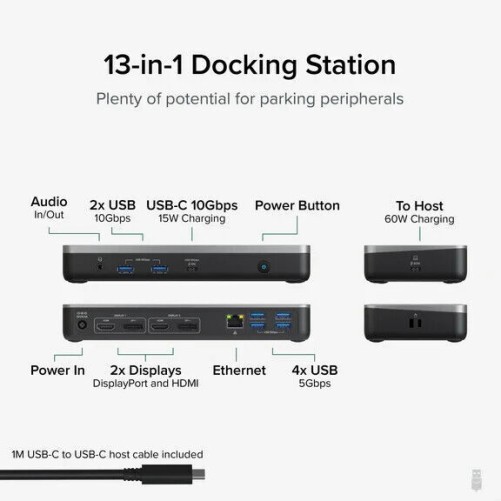 Plugable Technologies UD-MSTHDC USB-C DUAL DOCK 60W CHROMEBOOK DOCKING STATION