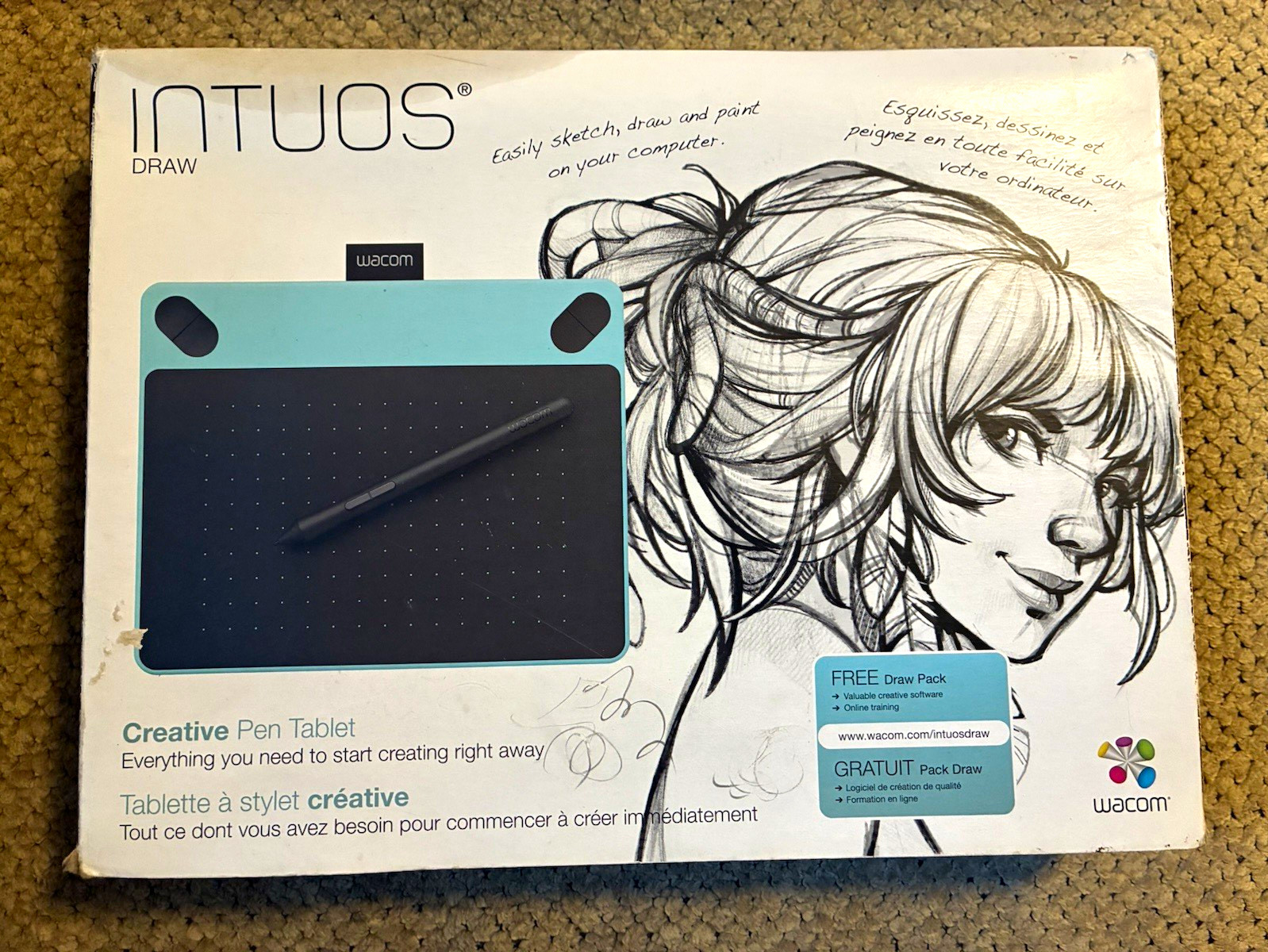 Wacom Intuos Draw Creative Graphics Pen Tablet w/ Pen, USB Wired Connectivity