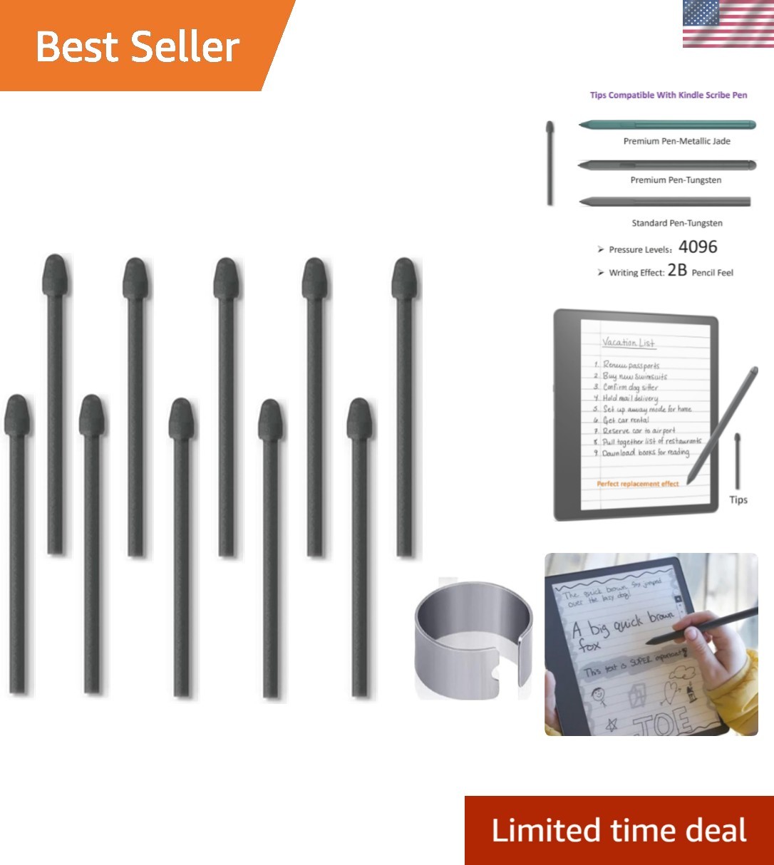 10PCS AMZ Kindle Scribe Pen Tips Replacement, Nibs for Kindle Scribe  Pen, Pr...