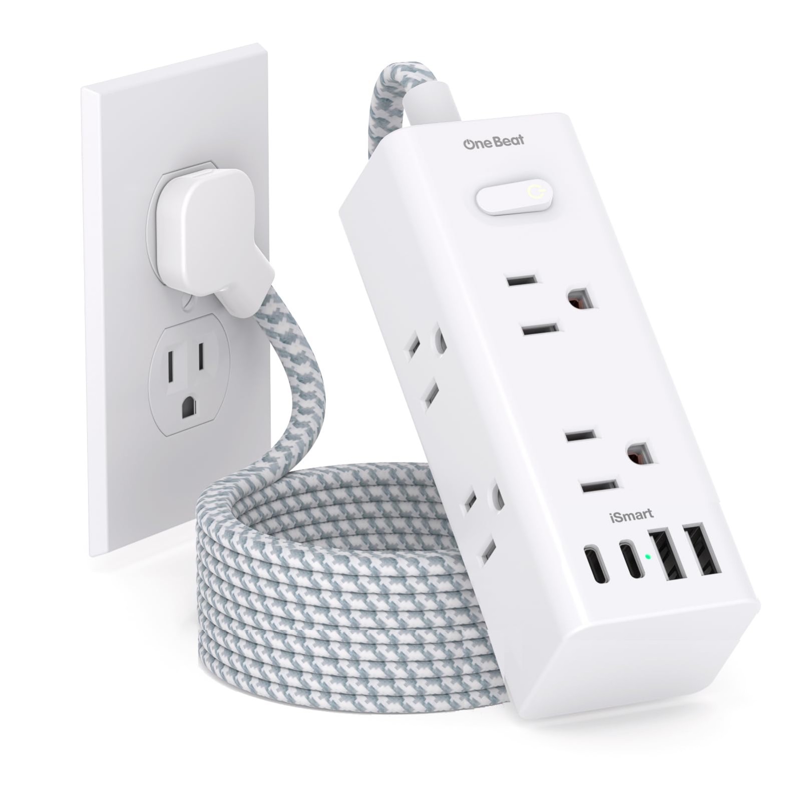 Power Strip Surge Protector - One Beat 6 Widely Outlets 4 Usb Ports 2 Usb C 5