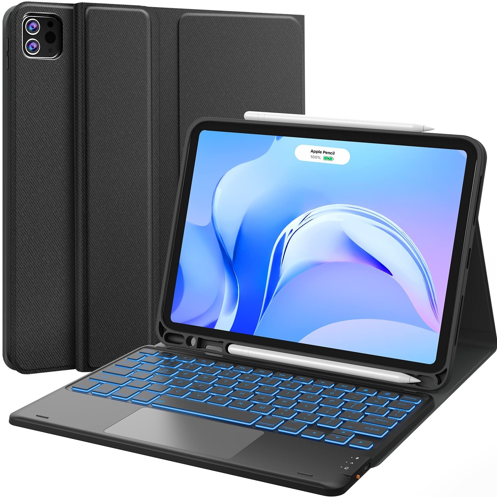 CHESONA for iPad Air 11 Inch Case with Keyboard M3/M2 (2025/2024), 7-Color Back