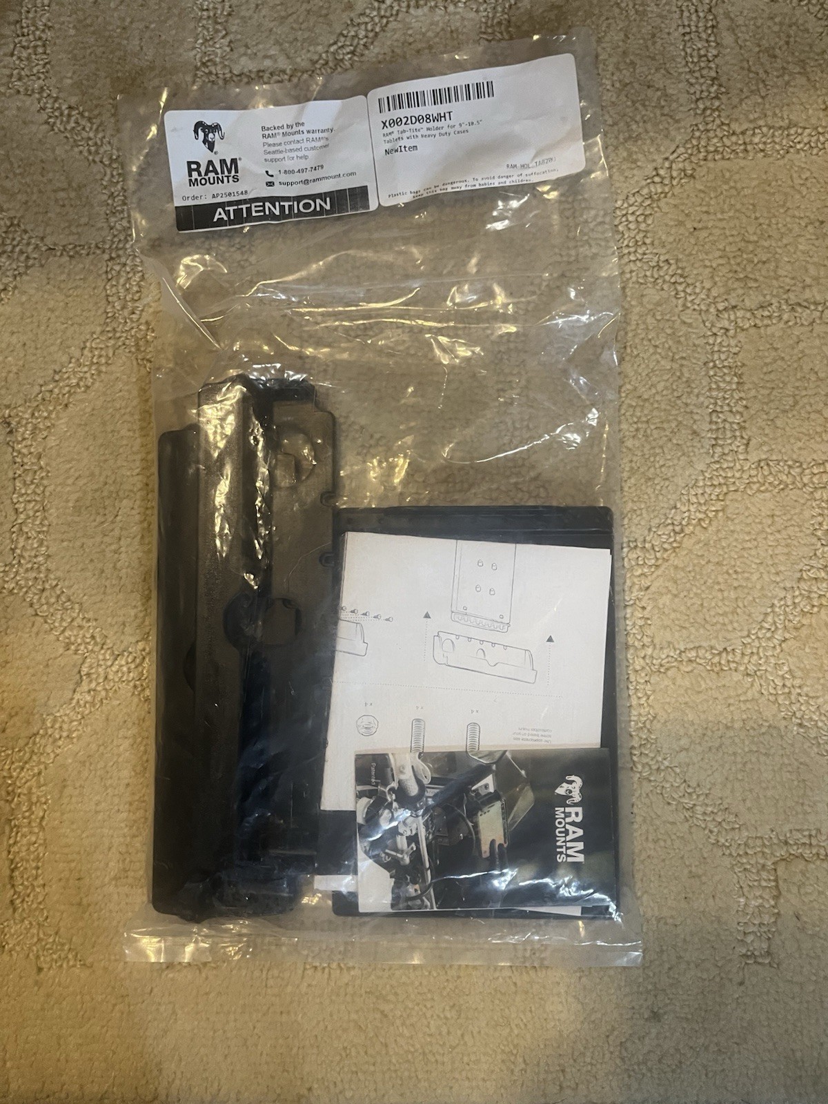 RAM-HOL-TABL20U RAM Tab-Lock Locking Cradle iPad Air 1-2 & 9.7 Tablets W/ CASES