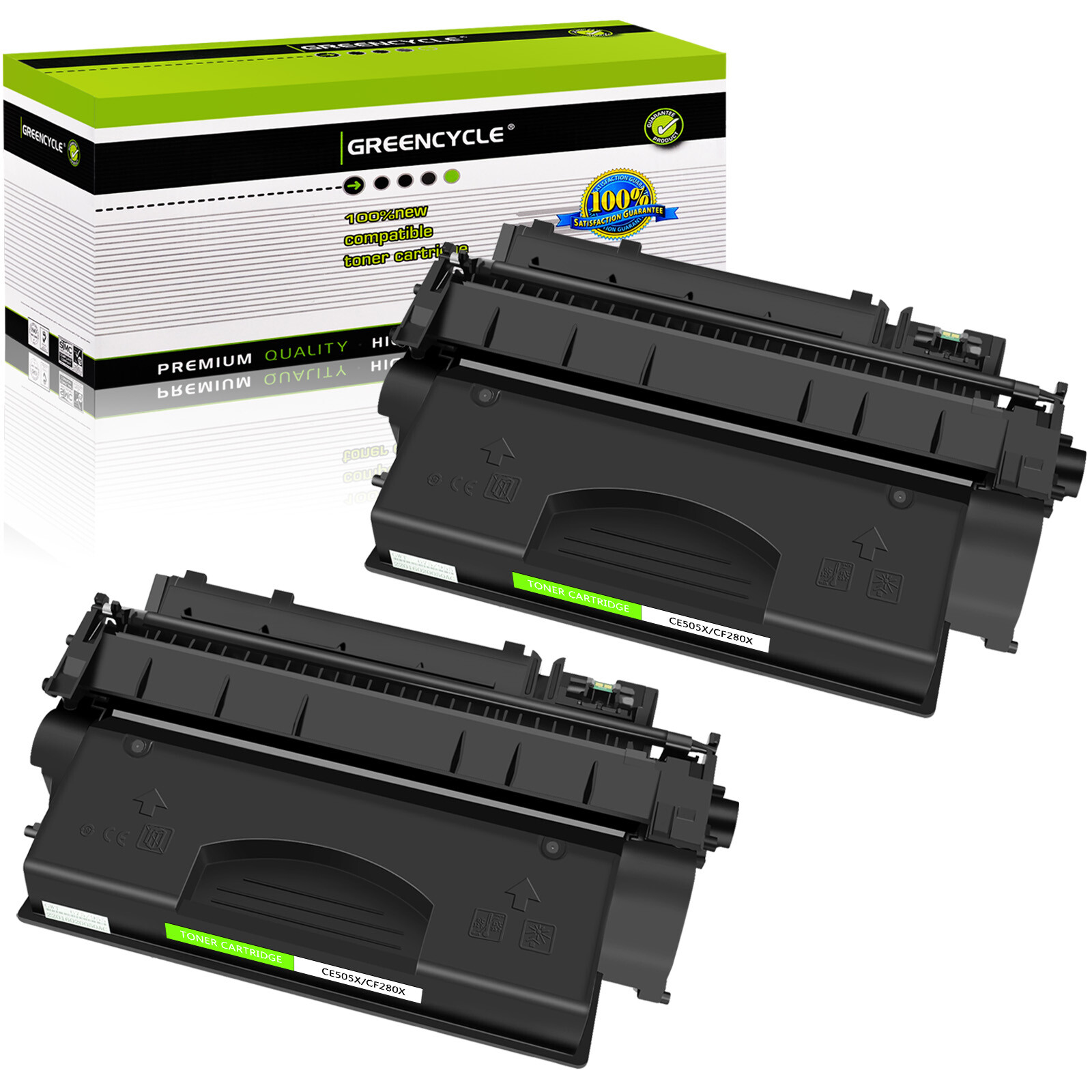 GREENCYCLE 2PK CE505X Toner Cartridge Fits for HP LaserJet P2055 P2055dn P2055X