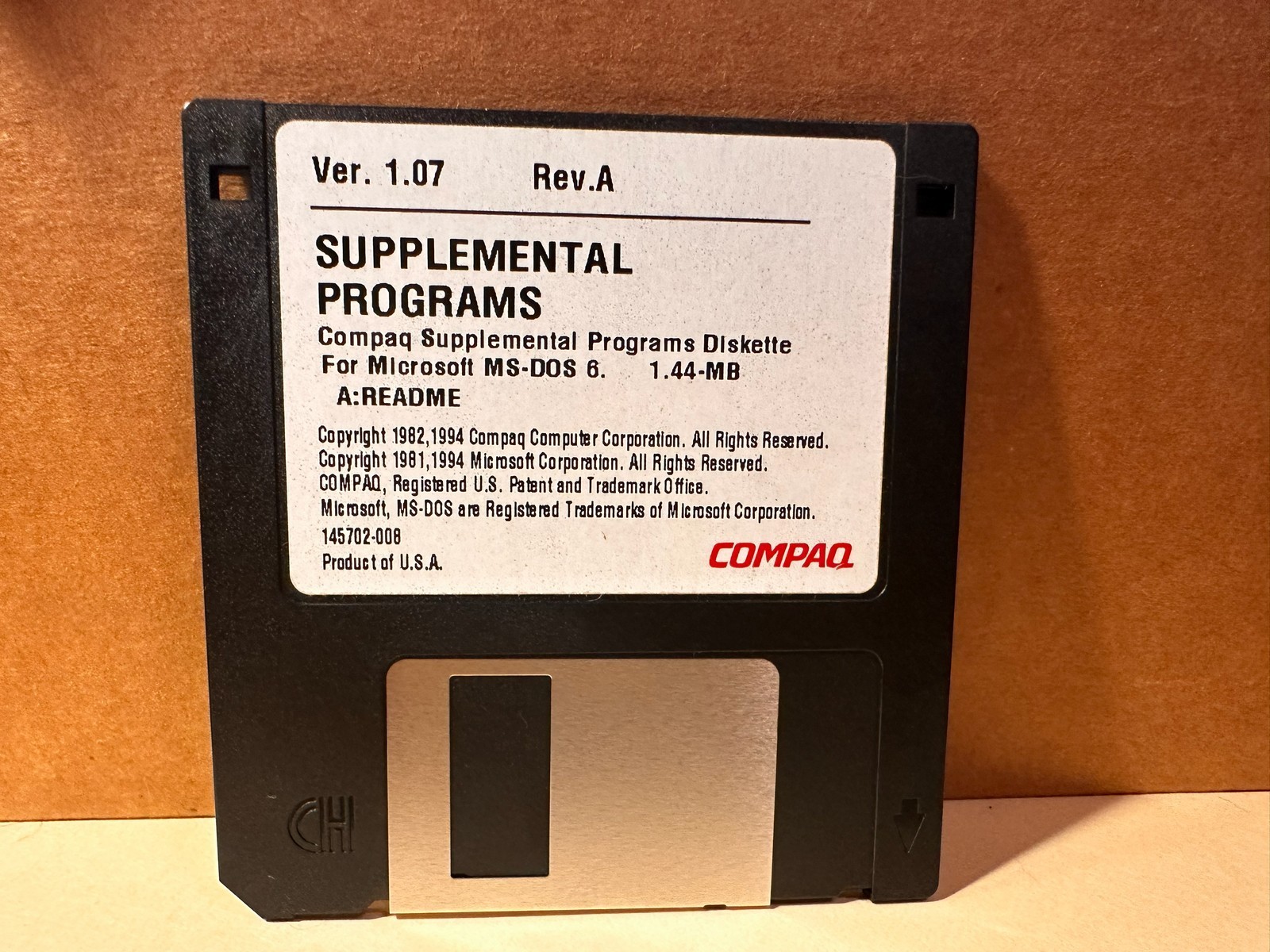 MS DOS 6 Supplemental Programs Ver 1.07 Rev A 3 .5" Disk Vintage Compaq Software
