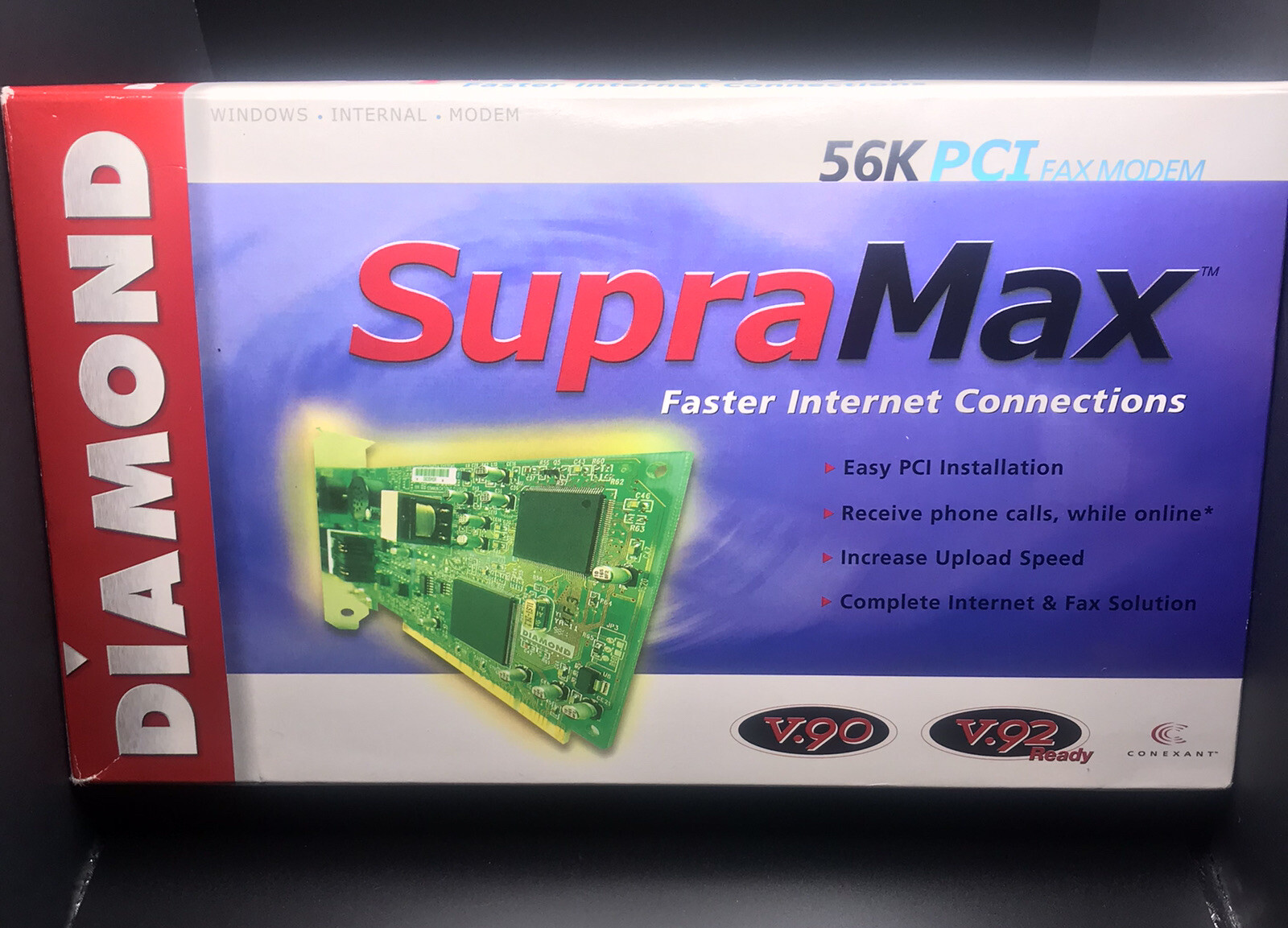 Diamond SupraMax Pro 56K PCI Fax Modem Faster Internet Connections V90/ V92-NEW