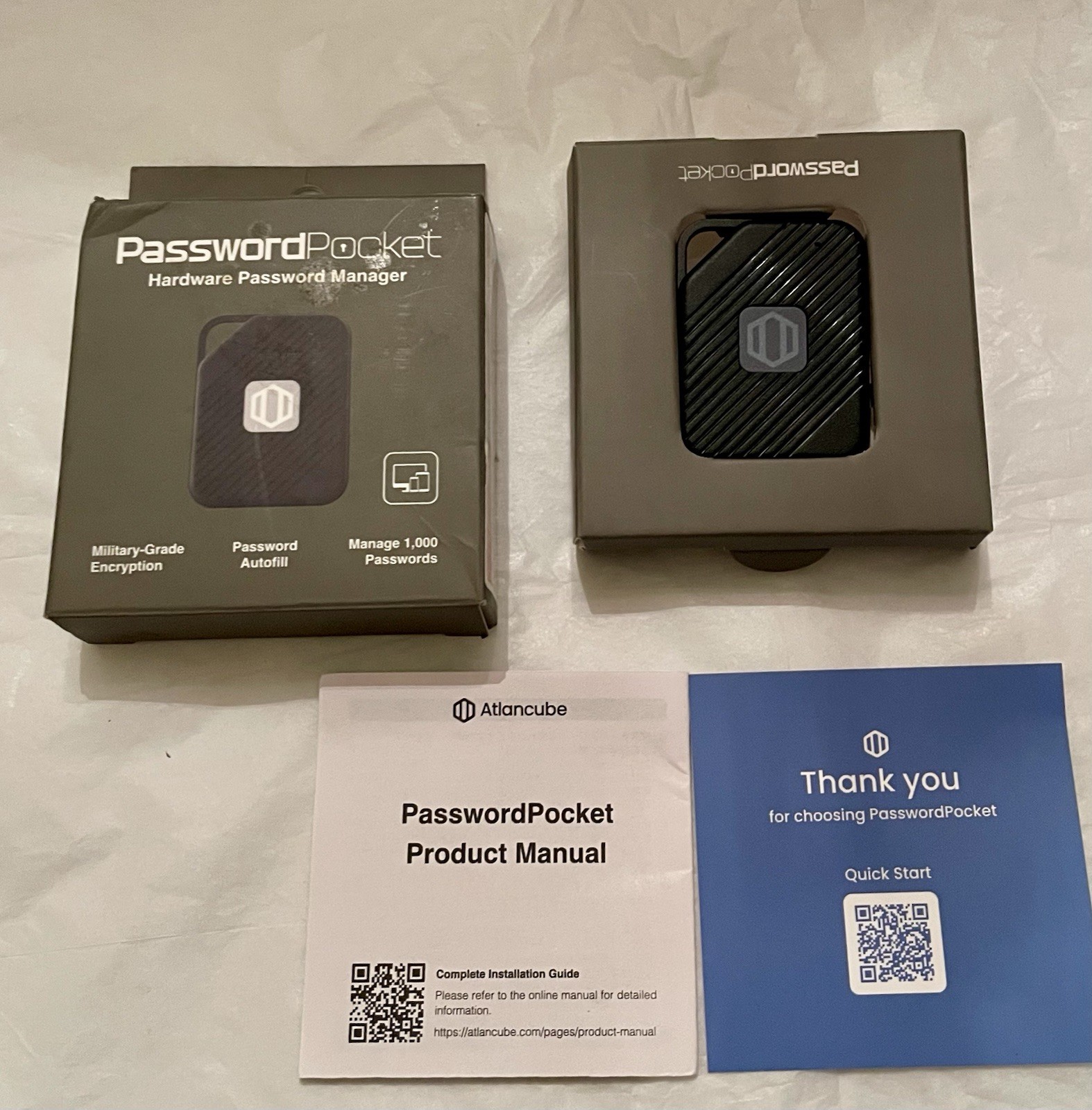 Atlancube Password Pocket Hardware Password Mgr 1000 Pswrds Autofill Military Gr