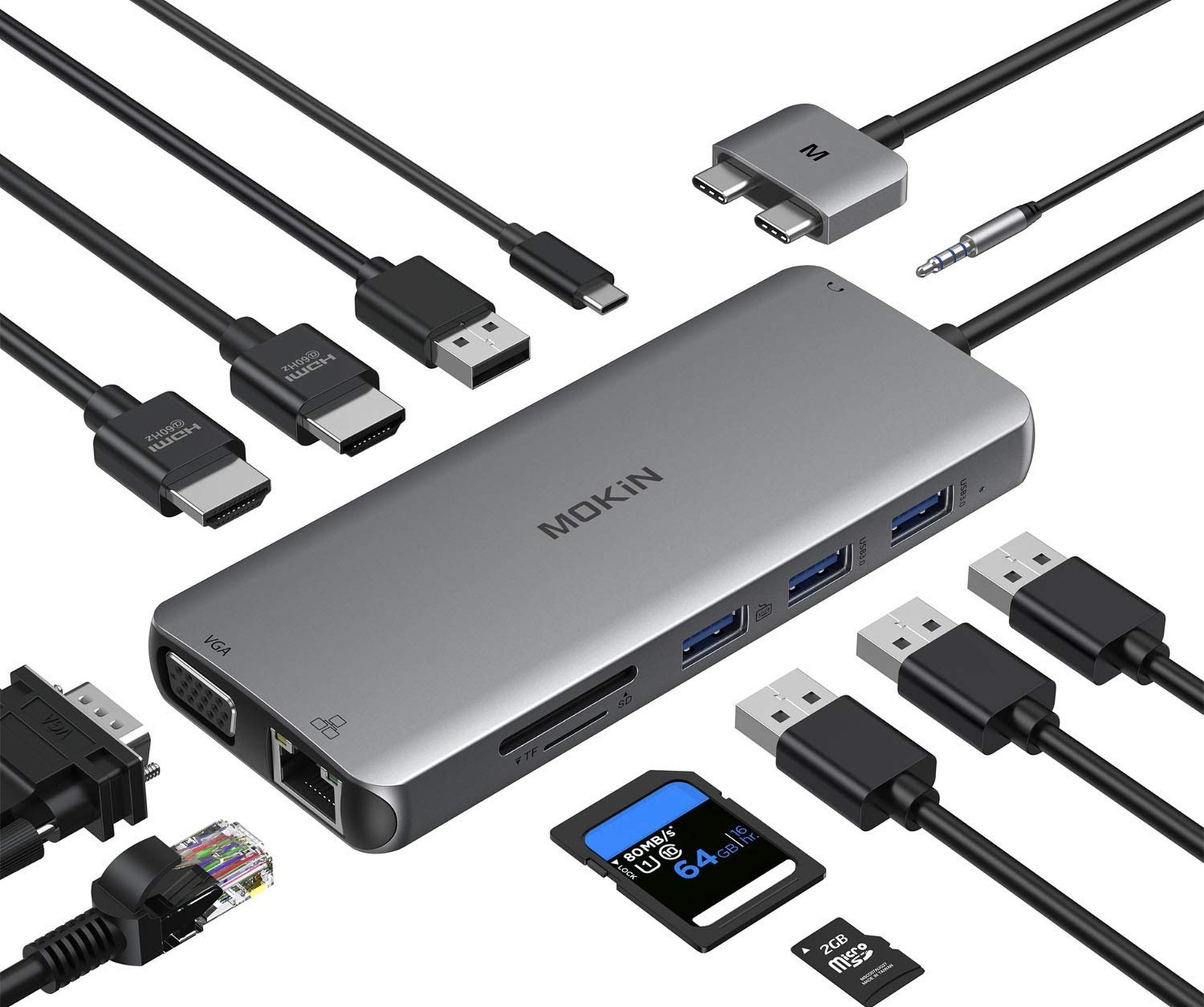 MacBook Pro Docking Station Dual Monitor HDMI Adapter,12 in 1 USB C... Fast Ship