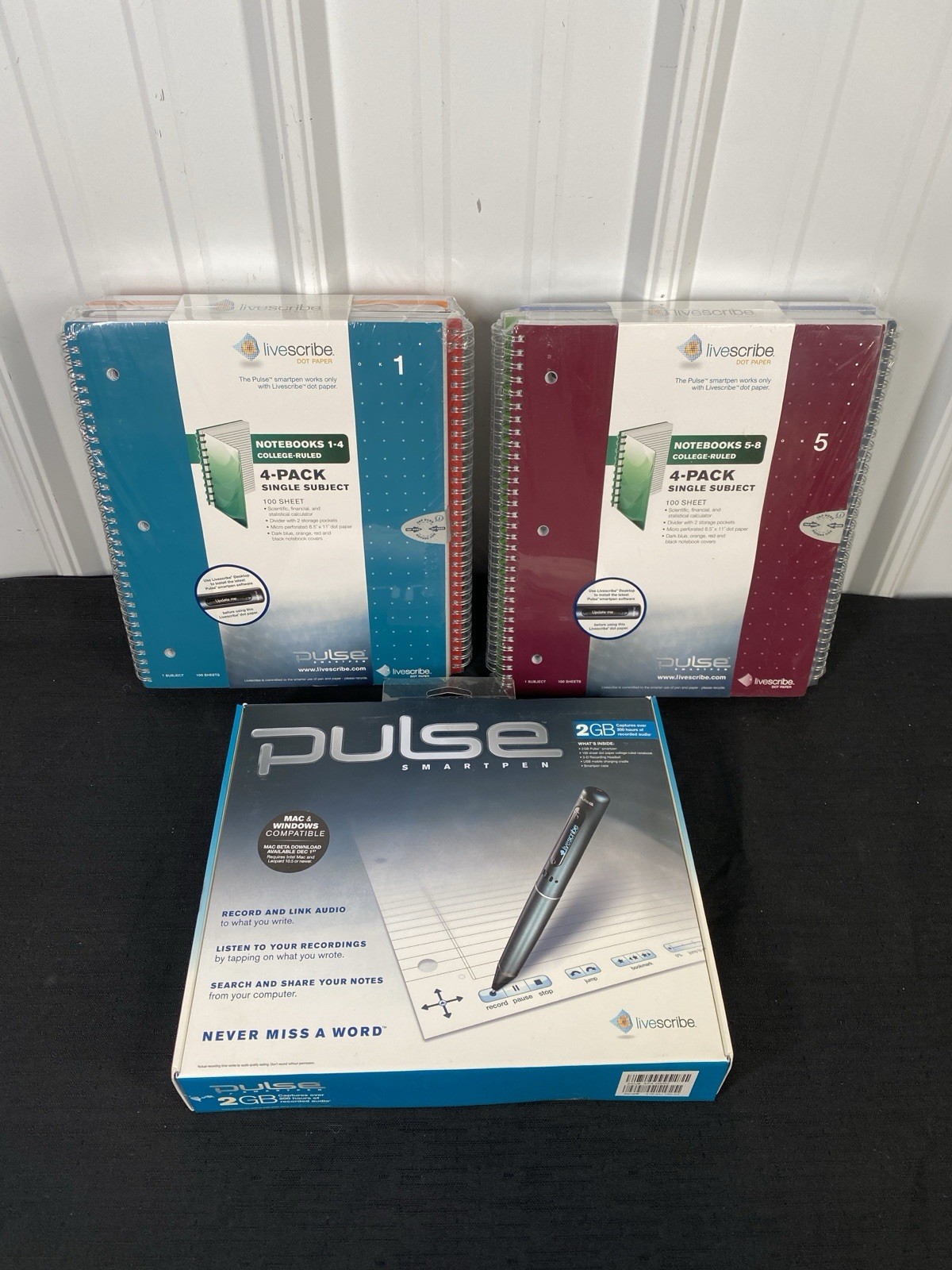 NEW Livescribe Pulse Smartpen 2GB Notebooks 1-8 Dot Paper Pen FACTORY SEALED NIP