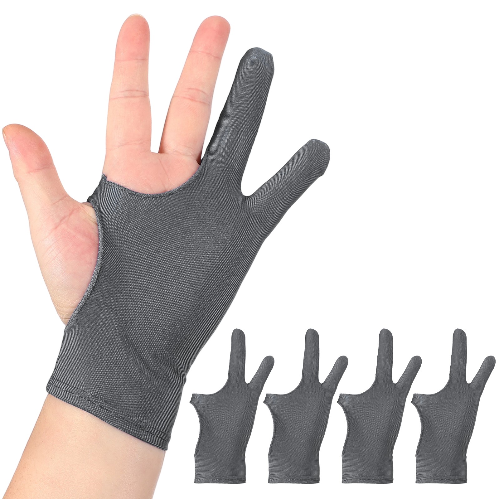 4pcs Artist Drawing Glove l Size Two Finger Graphics Painting Glove Gray