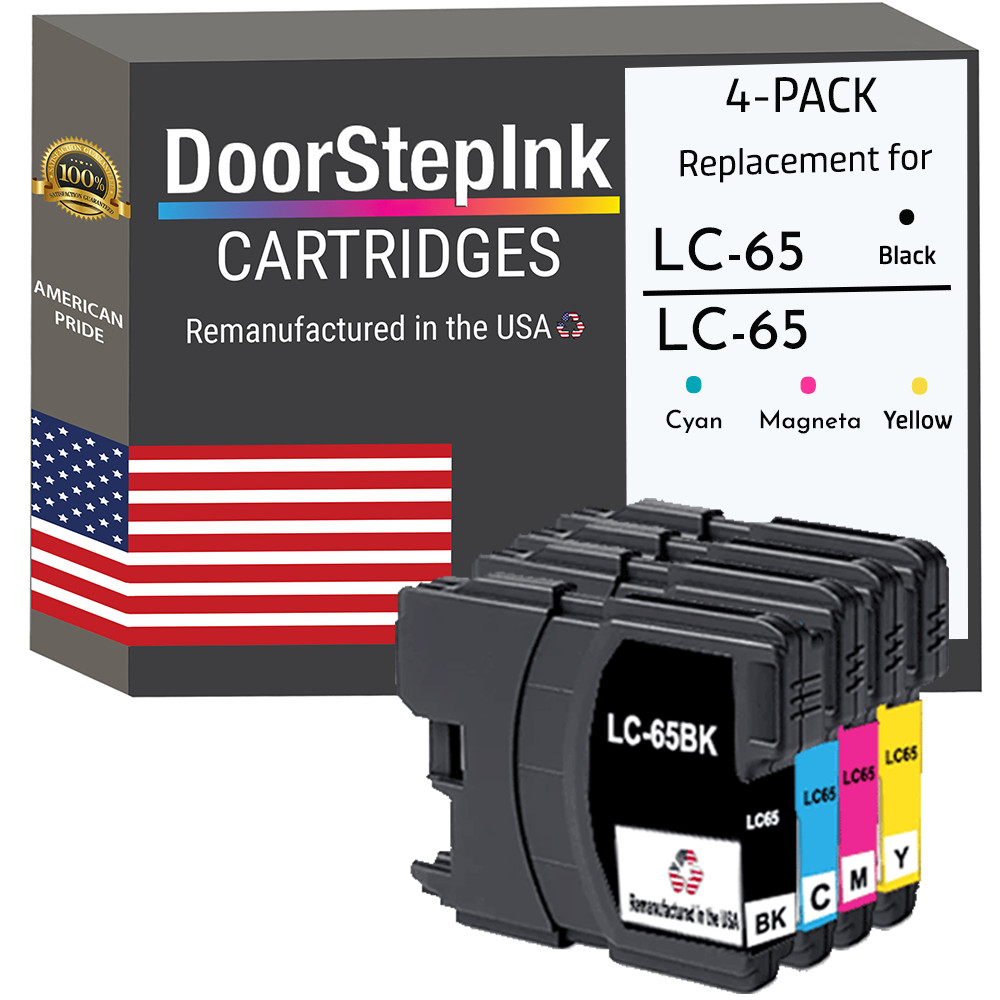 DoorStepInk Compatible Ink Cartridges for Brother LC65 Black and C,M,Y 4pack-USA