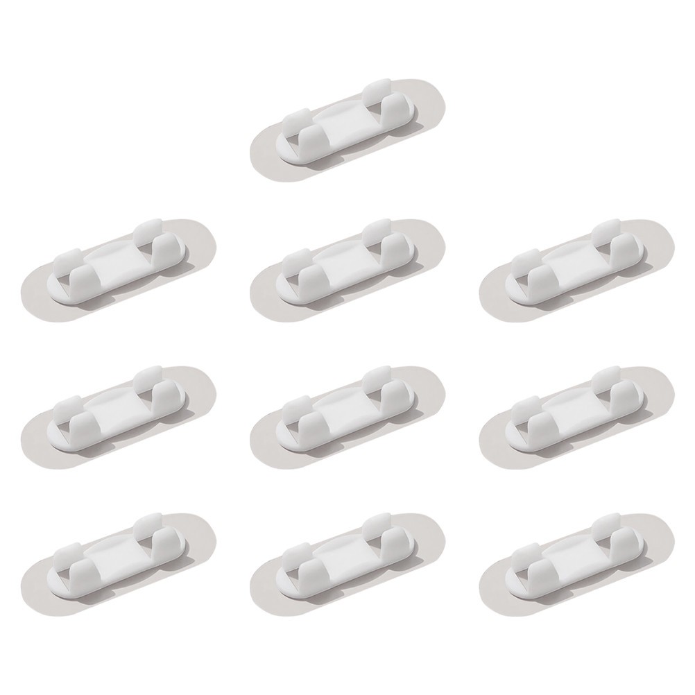 10Pcs White Plastic Adhesive Wire Clips Convenient Cable Organizers for Home