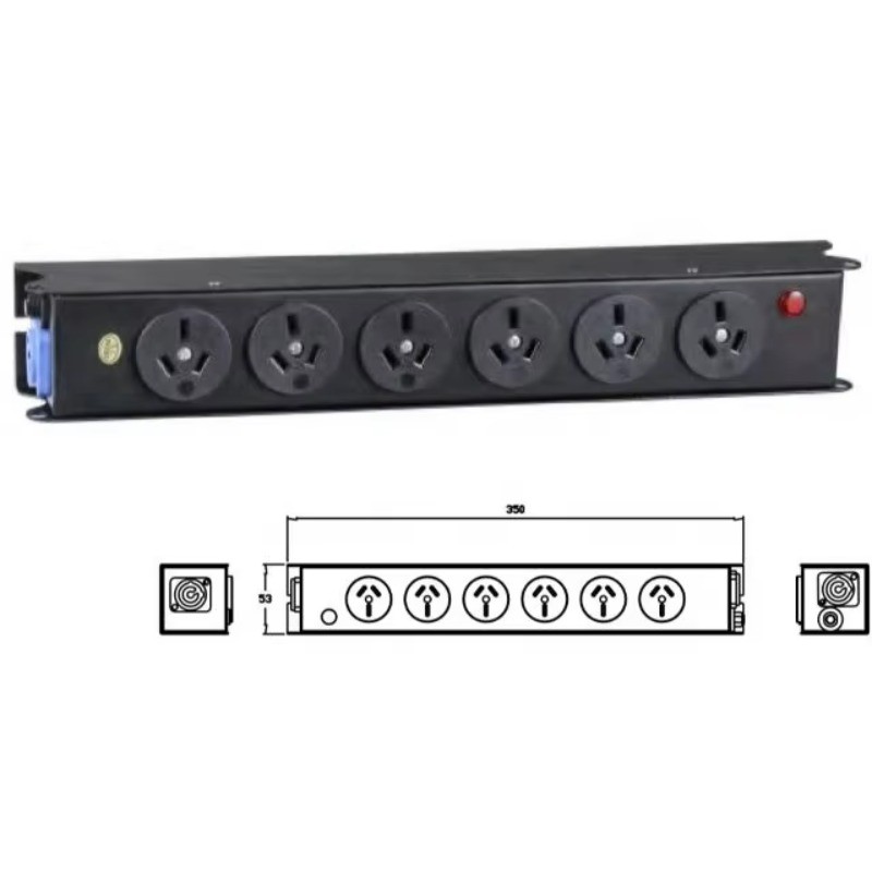 Powercon Input Power Strip Distributor 4 Australia Socket or 6 Edison Output