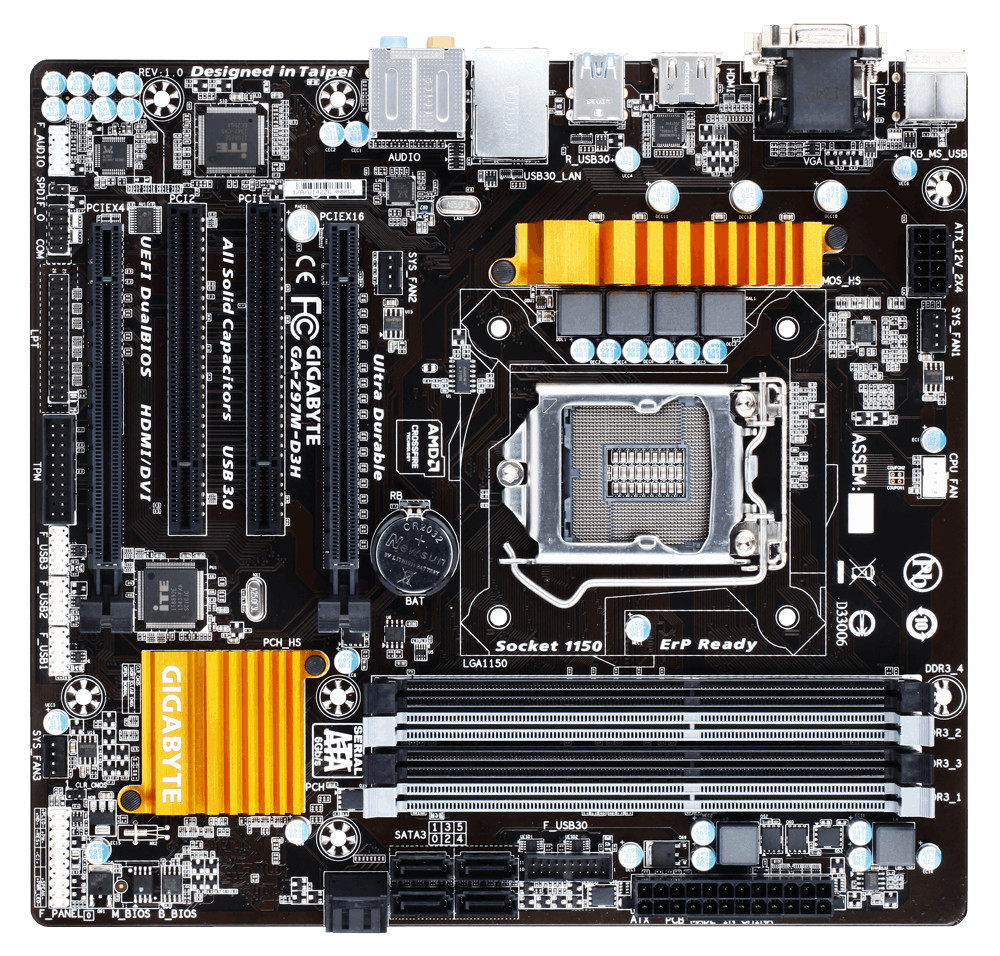 For Gigabyte GA-Z97M-D3H LGA1150 DDR3 Motherboard Tested ok Z97 VGA+DVI+