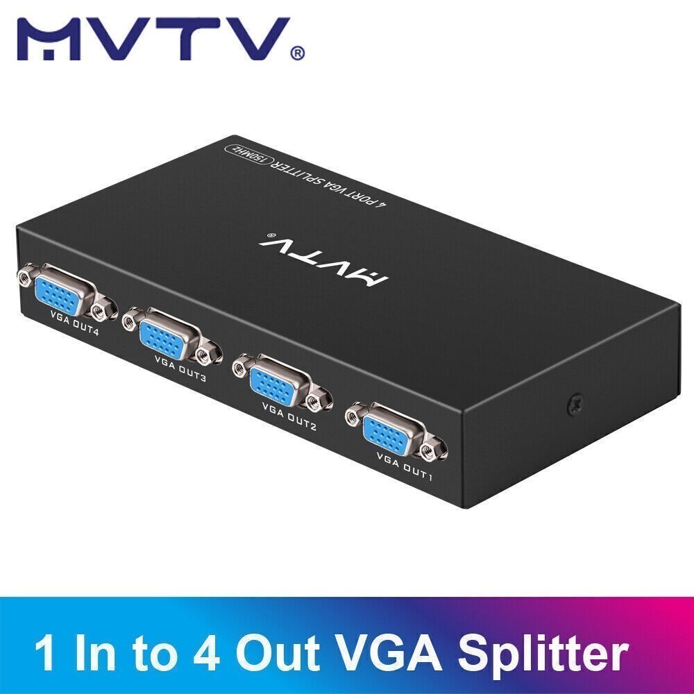 4-Port VGA Splitter Splitter VGA 4 Ports Image of A PC For 4 Screens US Stock