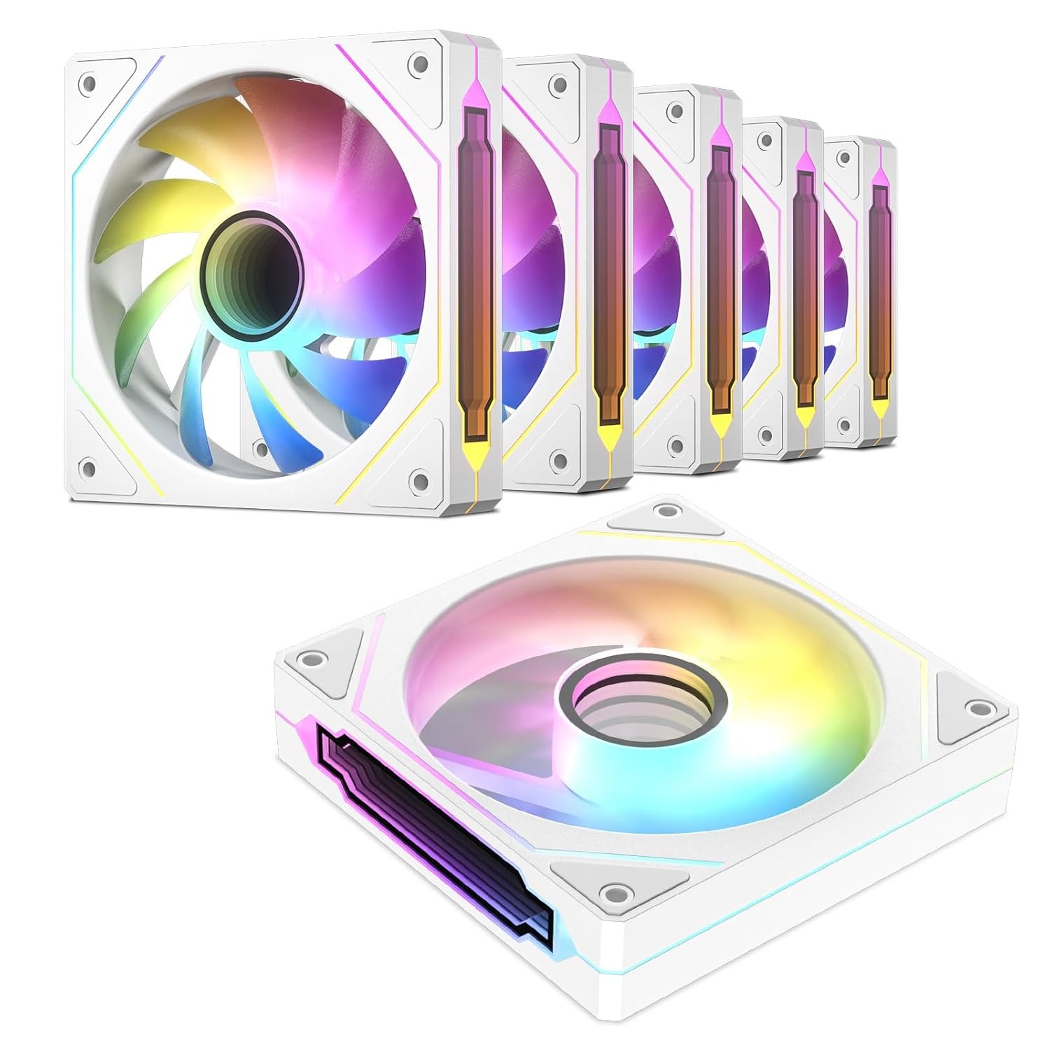 DARKROCK F120 6-Pack 120mm Infinite Mirror Case Fans - White