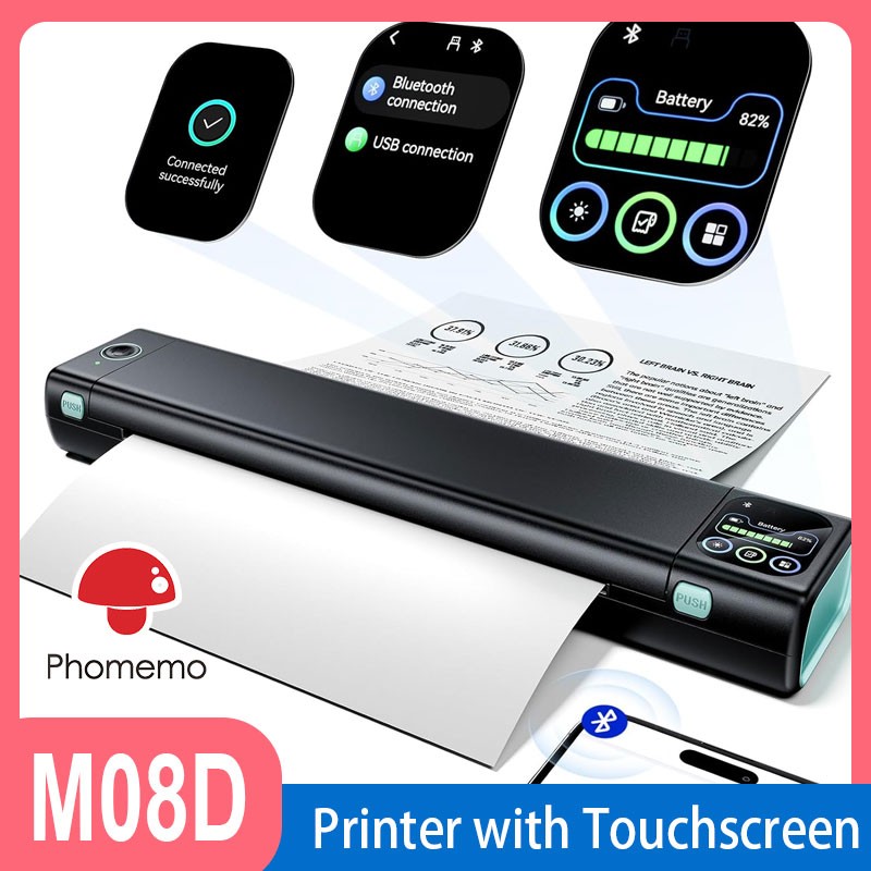 A4 Thermal Portable Printer with Touchscreen, Upgraded Bluetooth Inkless machine