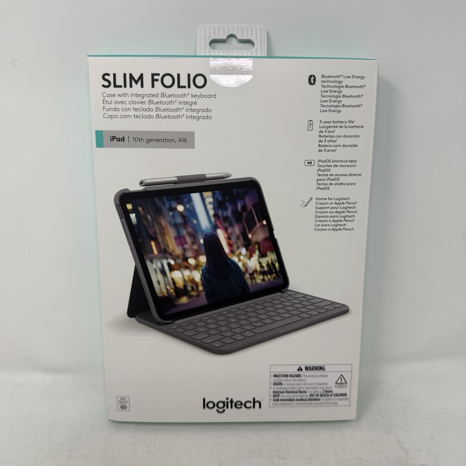Logitech Slim Folio iPad 10th Gen A16 Integrated Wireless Keyboard - NEW