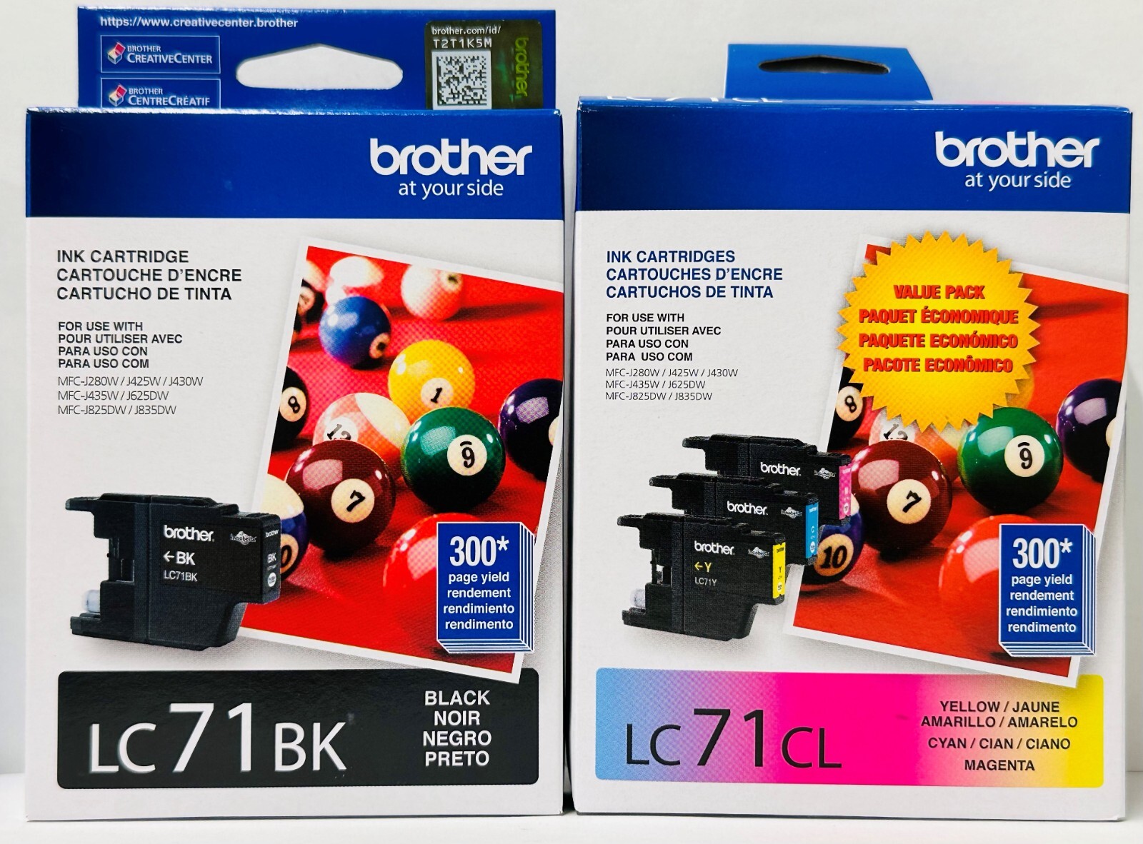 New Genuine Brother LC71 Black Cyan Magenta Yellow Ink Cartridges Box MFC-J430W