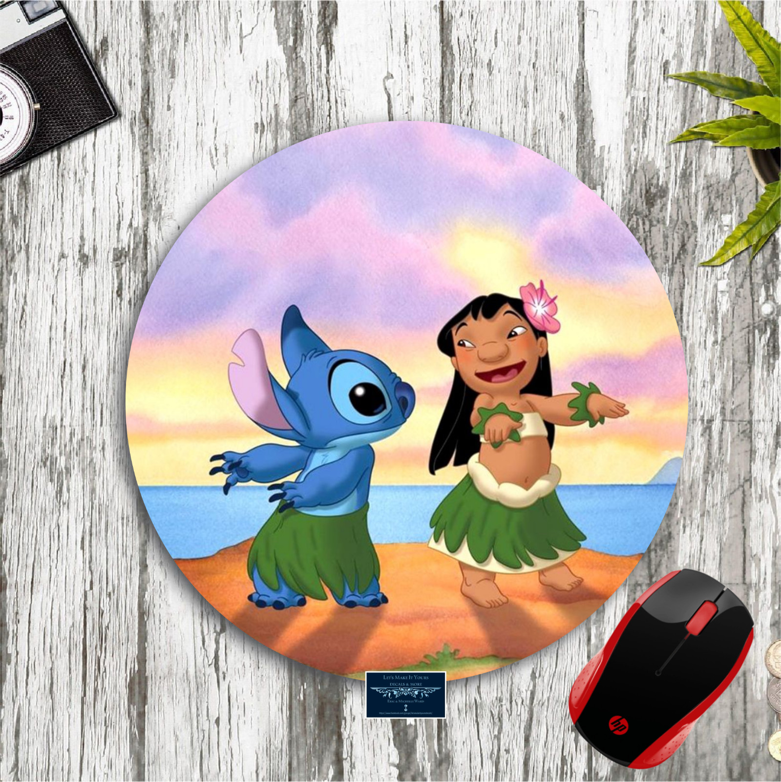 LILO & STITCH DANCING ROUND NONSLIP 8" MOUSEPAD DESK MAT DISNEY INSPIRED GIFT