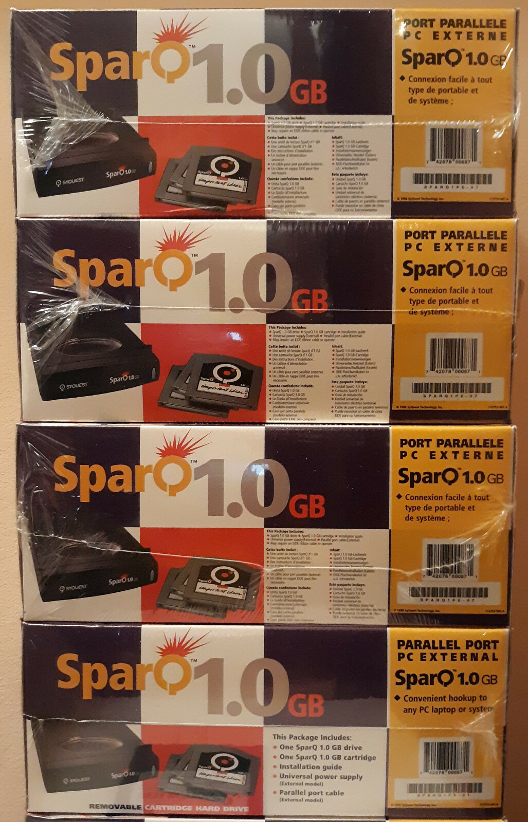 4 NEW SYQUEST SparQ 1.0 GB Model SPARQ1PE External Drive Parallel, windows 95,XP