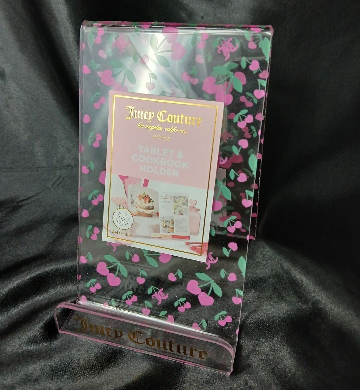 Juicy Couture Cherry Logo Cookbook Tablet Phone Holder Acrylic Display Stand NWT