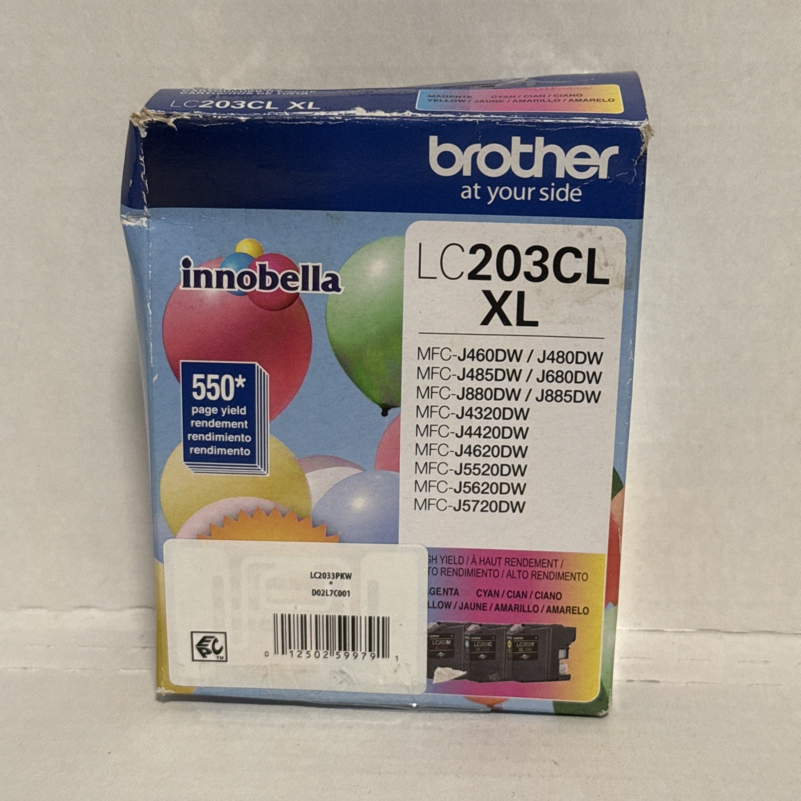 Brother LC203CL XL Ink Cartridge Value Pack Exp: 07/2027  Missing Yellow