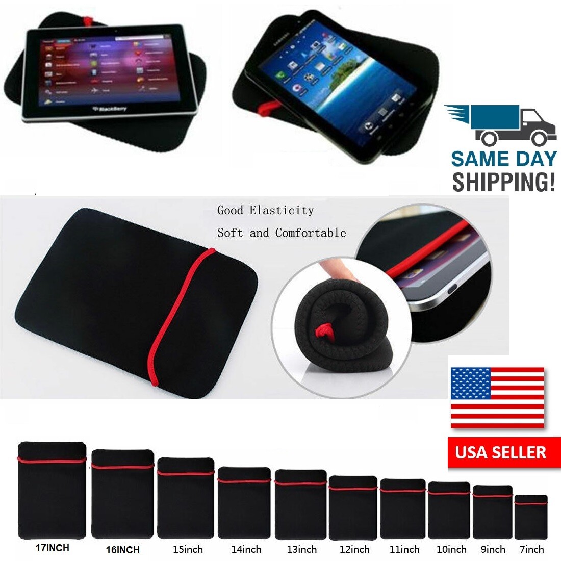 7-17inch Laptop Pouch Protective Bag Neoprene Soft Sleeve Case GPS Tablet Ipad 