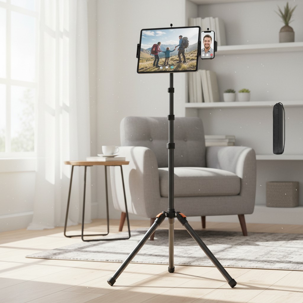 Stable 72" Height Adjustable Tablet Tripod for Streaming and Recording