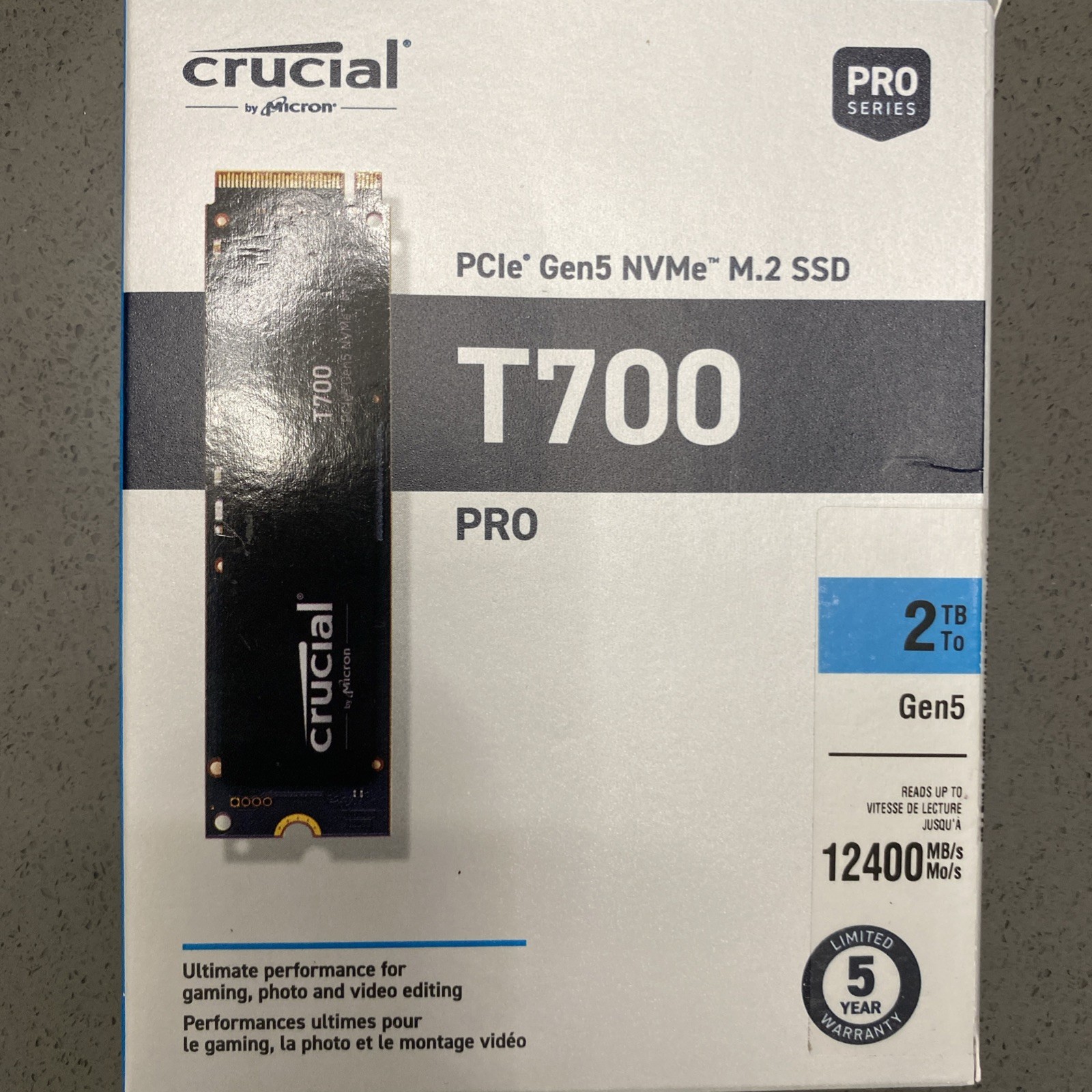 CrucialPCIe Gen5 NVMe M.2 SSD T700 Pro 2TB 12400MB/s