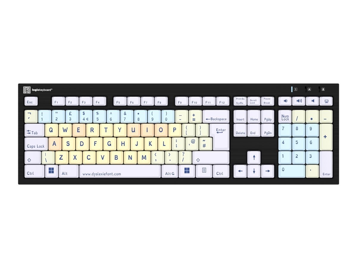 Logic Keyboard Dyslexie Keyboard Black UK PC LKB-DYSLEX-BJPU-UK QWERTY Keyboard