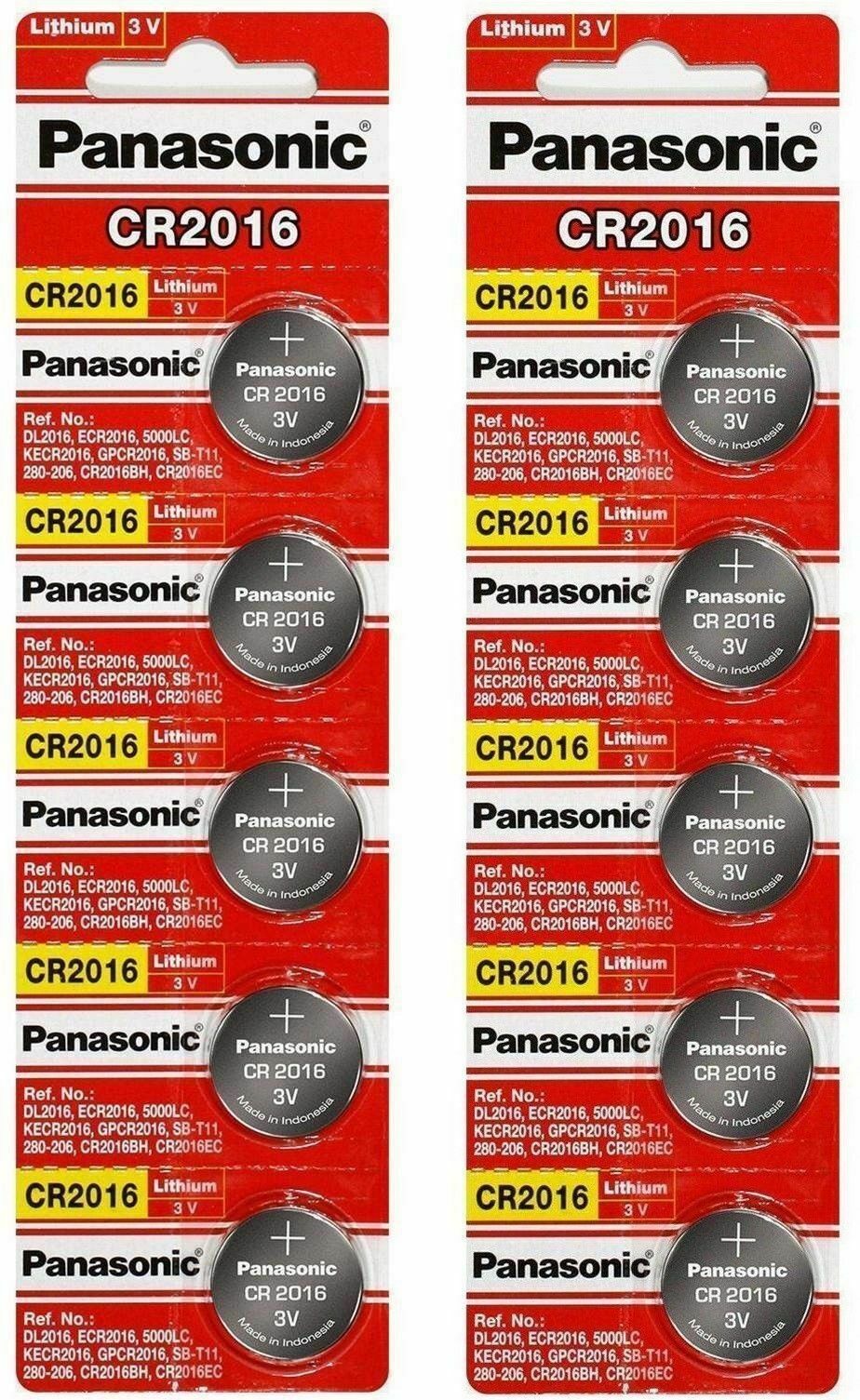10 x PANASONIC CR 2016 CR2016 CR-2016 LITHIUM COIN CELL Button Battery Exp 2030 