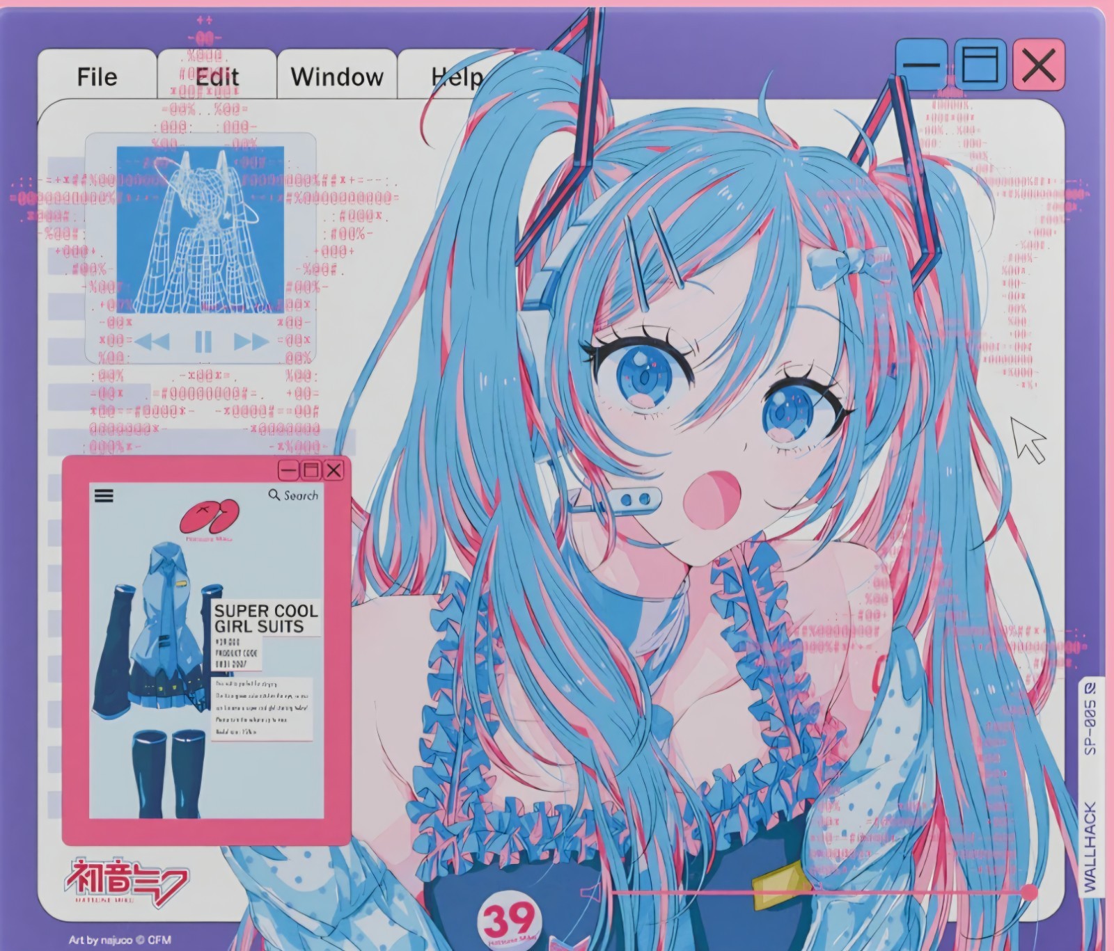 Wallhack SP-005 Miku OS Glass Mousepad (Ready To Ship)