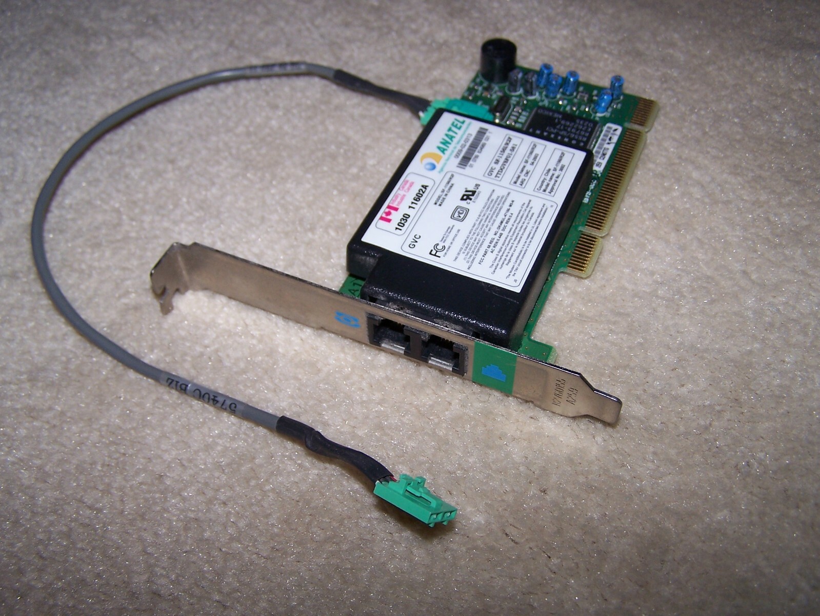 Anatel GVC SF-1156I/R2F 56 Kbps Internal PCI Fax Modem with TNV circuit cable