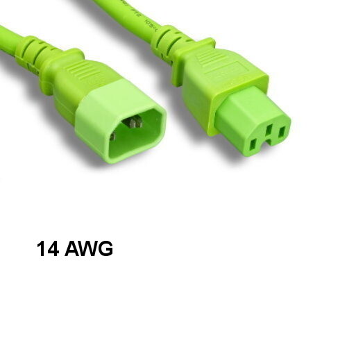 10x Green 8ft Power Cable IEC60320 C14 to C15 14AWG 15A/250V SJT PDU UPS System